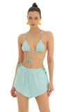 Satin Marble Two Piece Short Set in Blue