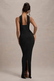 Nobu Black Bandeau Maxi Dress With Halter Collar