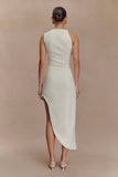 Virginia Suiting Embroidered Midi Dress White