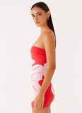 Kader Strapless Knit Mini Dress Red Floral