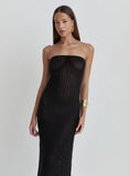 Black Knitted Bandeau Maxi Beach Dress