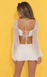 Chiffon Long Sleeve Two Piece Set in White