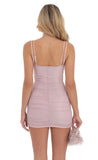 Shimmer Ruched Bodycon Dress in Pink