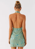Monet Beaded Mini Dress Mint