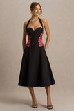 Tillie Black Halter Neck Midi Dress