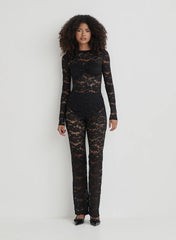 Black Lace High Waisted Trouser