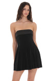 Strapless Velvet Skater Dress in Black