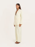 Yellow Cinched Waist Flared Sleeve Blazer