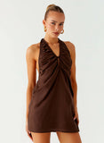 Jepsen Cotton Halter Mini Dress Chocolate