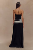 Solaris Strapless Contrast Knit Maxi Dress Black White