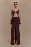 Reama Wrap Over Knit Maxi Dress Chocolate