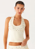 Vegas Nights Halter Neck Top Yellow