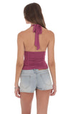 Ruched Halter Top in Magenta