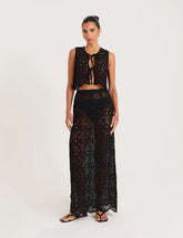 Black Crochet Knitted Maxi Skirt