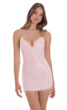Sequin V Neck Bodycon Dress in Pink