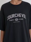 Grey Acid Wash Courchevel Slogan Print T Shirt