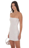 Rhinestone Strapless Bodycon Dress in White