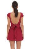 Open Back Bow Dress in Maroon