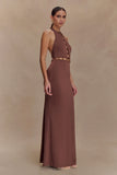 Albion Beaded Slinky Maxi Dress Chocolate