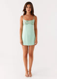 Zion Beaded Micro Mini Dress Sage