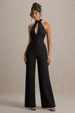 Kami Black High Neck Embroidered Jumpsuit
