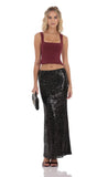 Sequin Maxi Skirt in Black