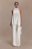 Sydney Asymmetrical Satin Halter Top Ivory