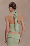 Samira Halter Knit Twist Top Pastel Green