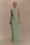 Edwina Knotted Mesh Maxi Dress Sage