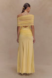 Gabrielle Slinky And Mesh Maxi Dress Lemon
