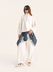 Cream Modal Balloon Leg Cargo Joggers