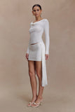 Elowen Knit Cowl Long Sleeve Top White