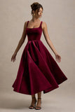 Francisca Berry Velvet Strappy Volume Hem Midi Dress