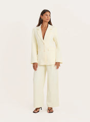 Yellow Cinched Waist Flared Sleeve Blazer