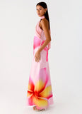 Isa Scarf Satin Maxi Dress Frangipani Pink