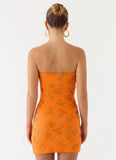 Push Back Beaded Sequin Mini Dress Orange