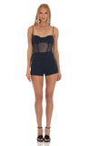 Mesh Corset Romper in Navy