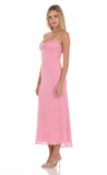 Ruched Bust Midi Dress in Pink