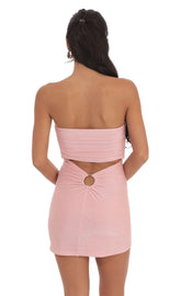 Back Cutout Strapless Dress in Rose