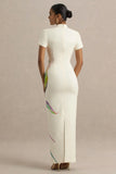Hessie White Lily Print High Neck Maxi Dress