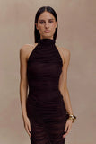 Matilda Ruched Mesh Bodysuit Chocolate