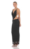 Draped Rhinestone Two Piece Set in Black