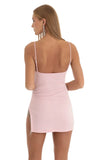 Rhinestone Fringe Slit Dress in Pink