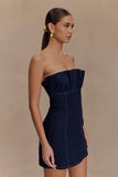 Raesha Frill Denim Mini Dress Indigo Blue