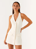 Mira Halter Neck Mini Dress Ivory