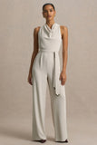 Corina Nude Cowl Neck Jumpsuit With Tie Detail
