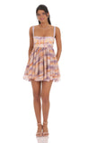 Watercolor Babydoll Dress in Multicolor Print