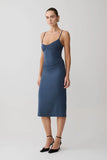 Vina Gathered Jersey Midi Dress Ink Blue