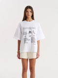 White Breakfast Illustration Oversized T Shirt