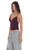 Mesh V Neck Top in Purple
